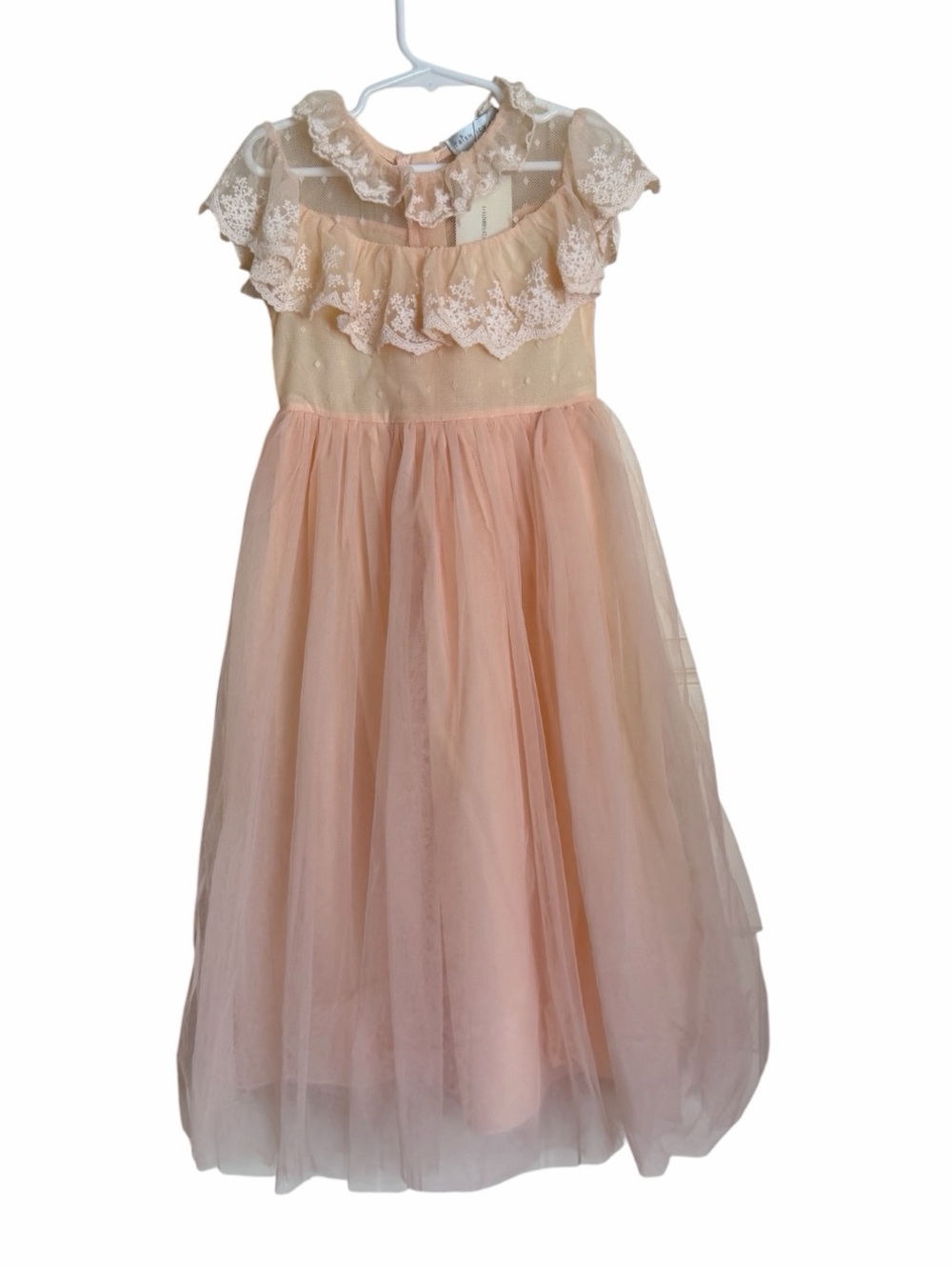 Trish Scully  Pink Peach Tulle Party Dress with Lace Ruffle. Size 5. NWT